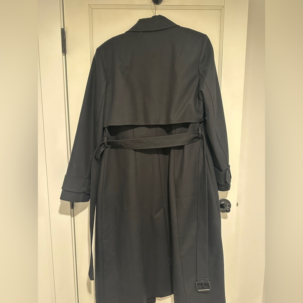 Sage Black Long Trench Coat with Belt - Picture 10 of 13
